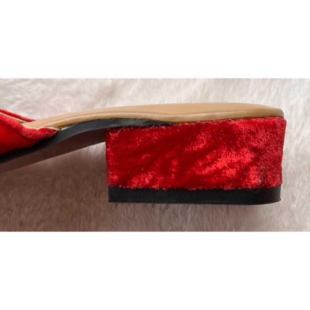 SAACHI Red Velvet Silver Embroidered Custom Made Handmade Mule Slides - Picture 14 of 15